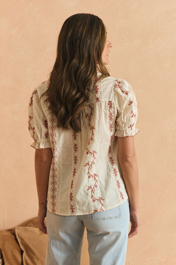 Pol&iacute;n Et Moi Blusa bordados Harper Estampado blanco