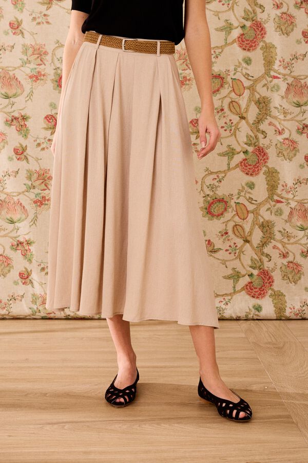 Pol&iacute;n Et Moi Falda lino Frida Beige