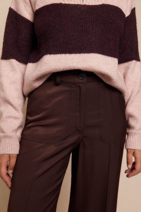 Slowlove Pantalón satinado Marrón oscuro