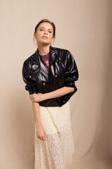 Slowlove Cazadora efecto piel brillo Negro