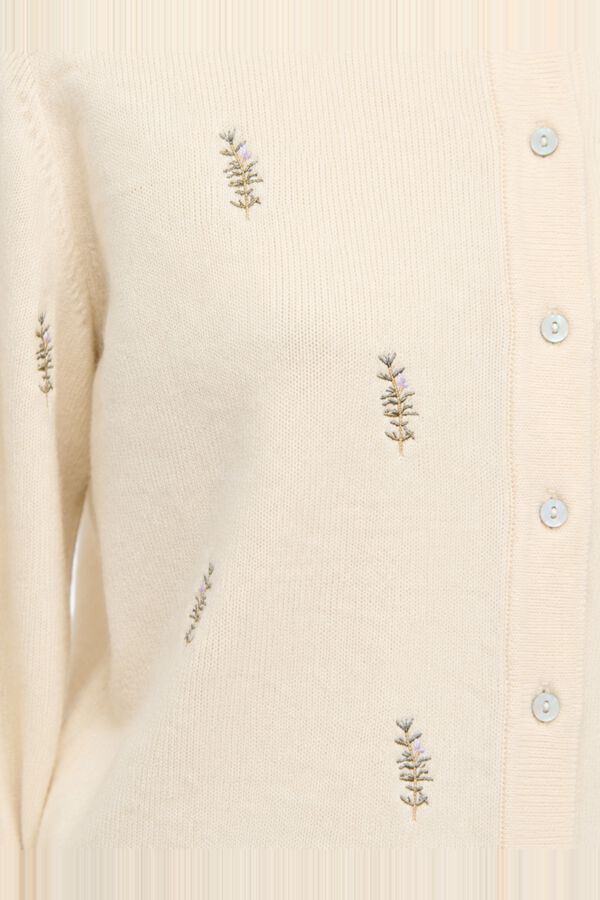 Object Cardigan tacto suave bordado Beige