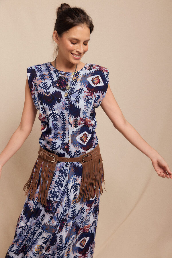 Slowlove Vestido estampado hombreras Multicolor