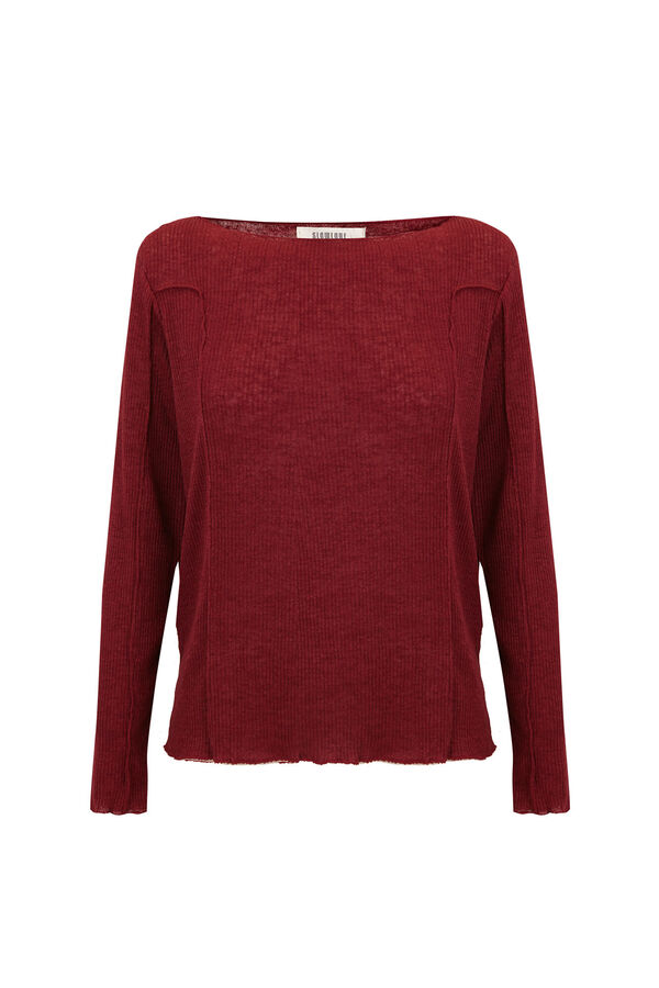 Slowlove Top básico melange Granate