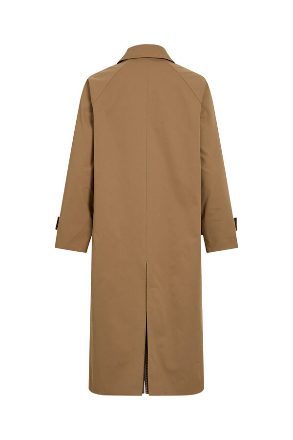 Vila Gabardina larga reversible de cuadros Camel