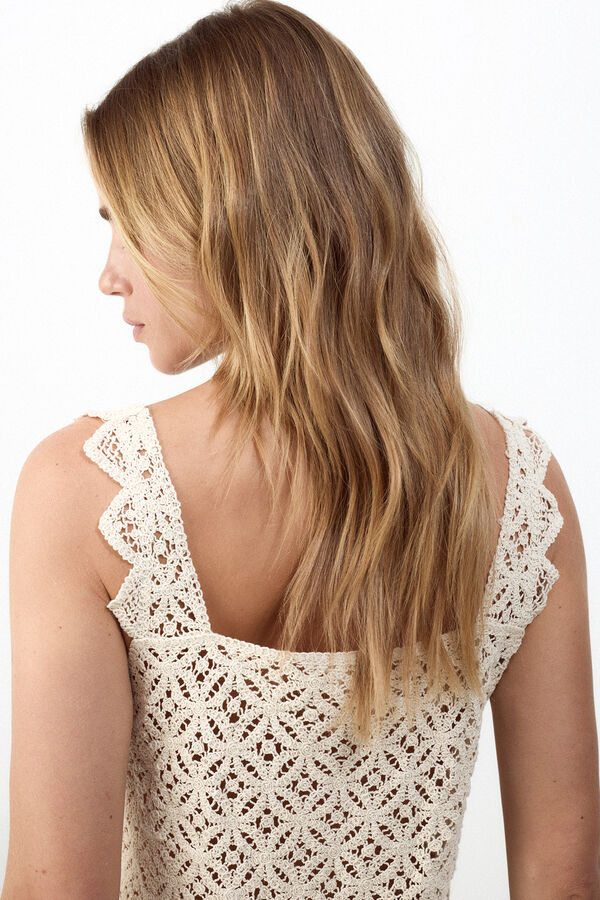 Slowlove Top crochet tirantes Marfil