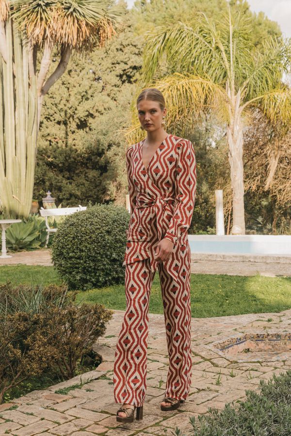 Cherubina Pantal&oacute;n Normanda Estampado naranja