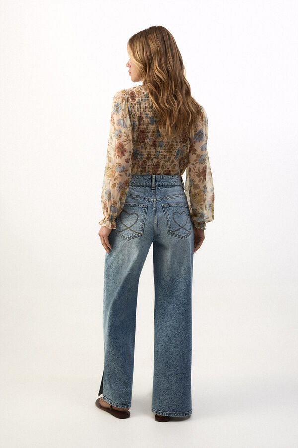Slowlove Jeans abertura bajo Azul