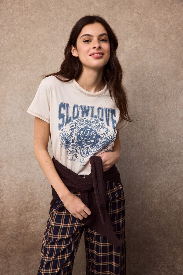 Slowlove Camiseta rosa SlowLove Marfil
