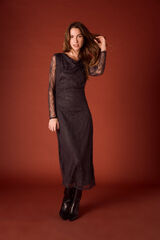 Slowlove Vestidao largo encaje Gris oscuro