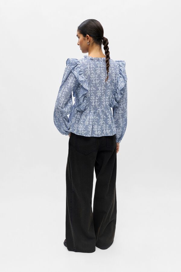 Object Blusa estampada volantes Azul marino