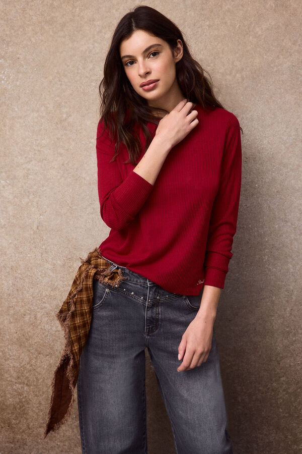Slowlove Camiseta b&aacute;sica melange Rojo