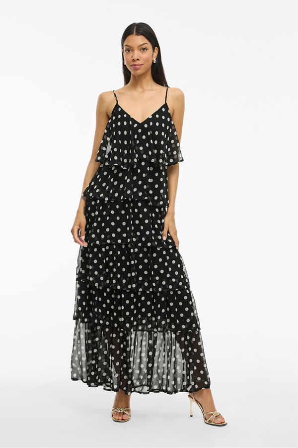 Vila Vestido de gasa con lunares Negro
