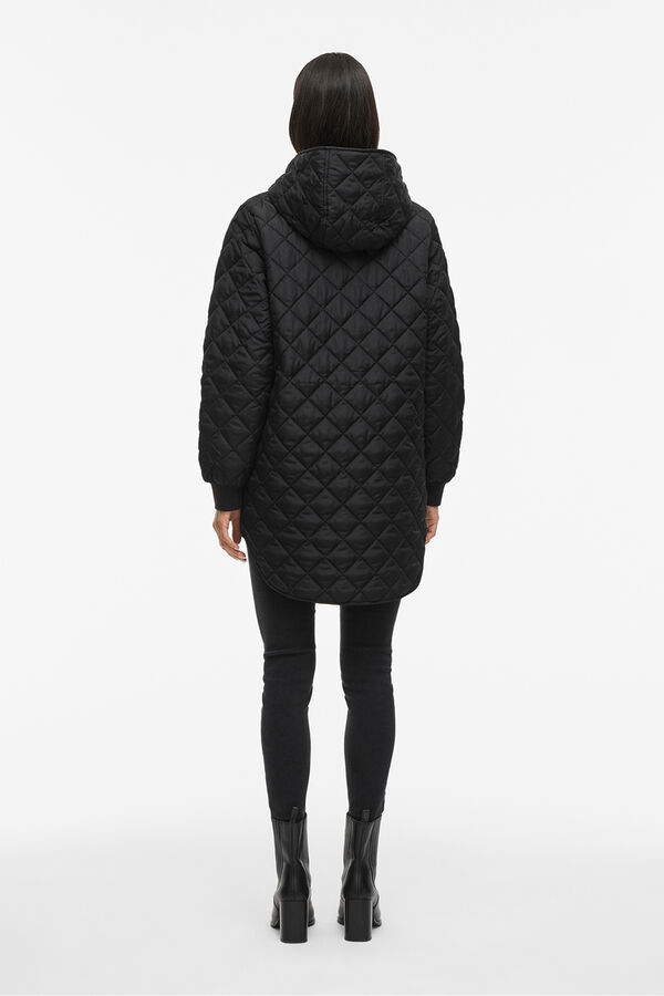 Vila Abrigo acolchado guateado con capucha Negro