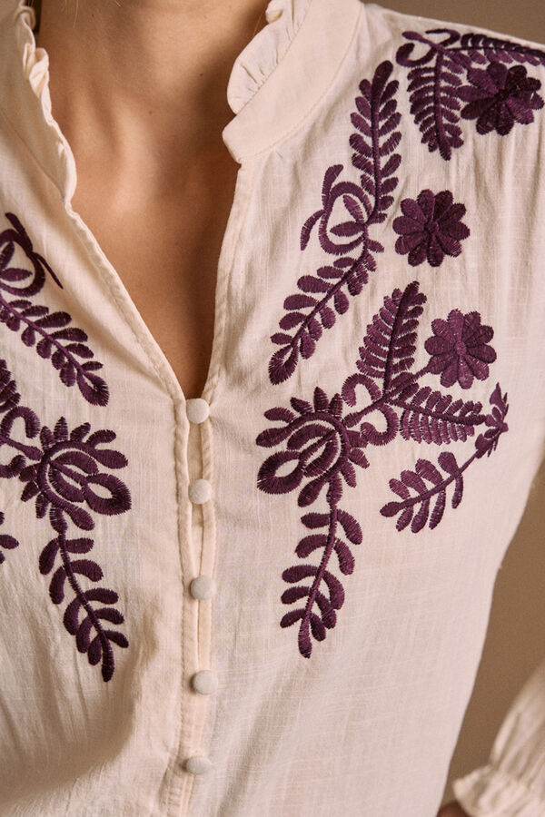 Pol&iacute;n Et Moi Blusa bordados Teresa Estampado blanco