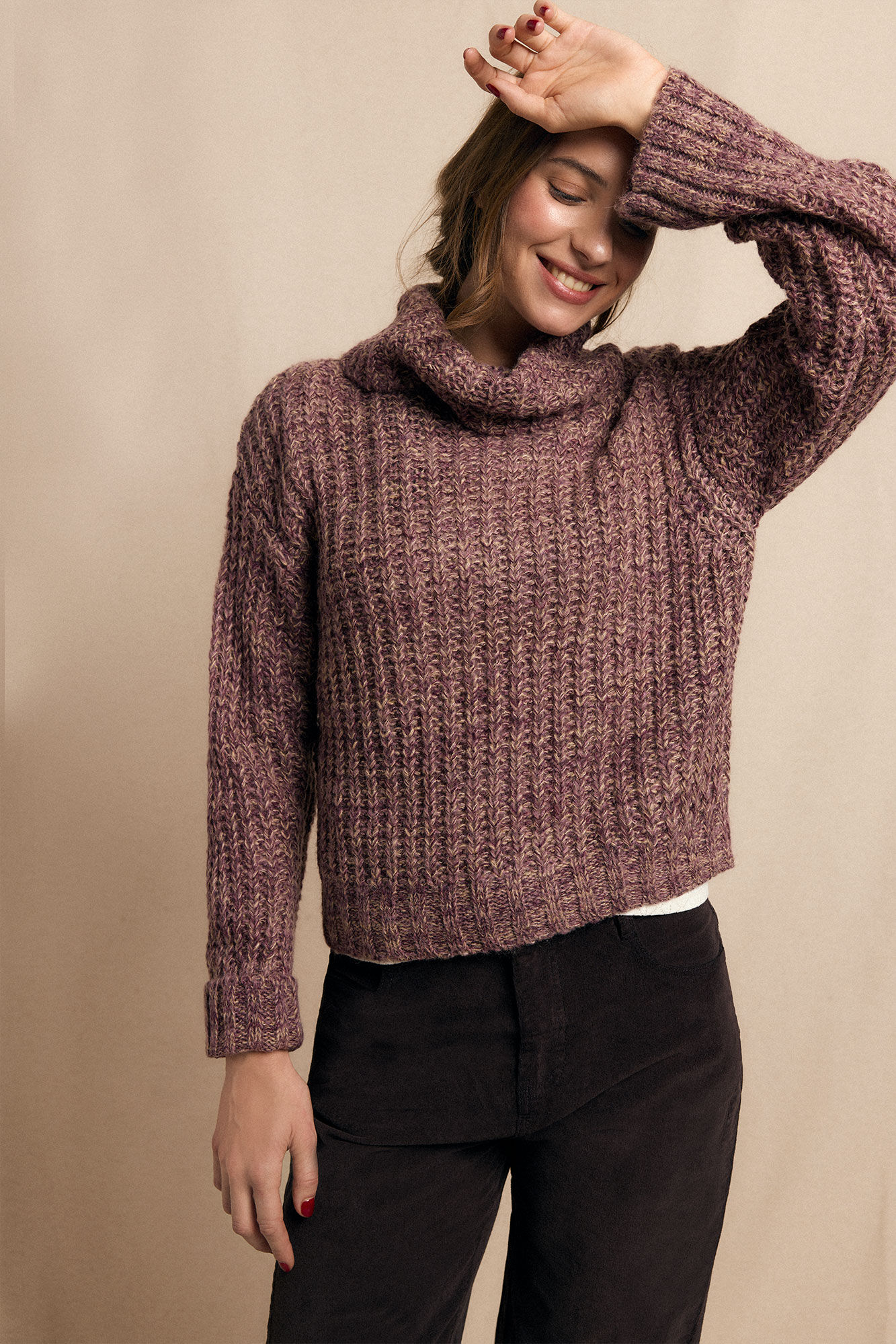 Slowlove Jersey cuello vuelto bicolor