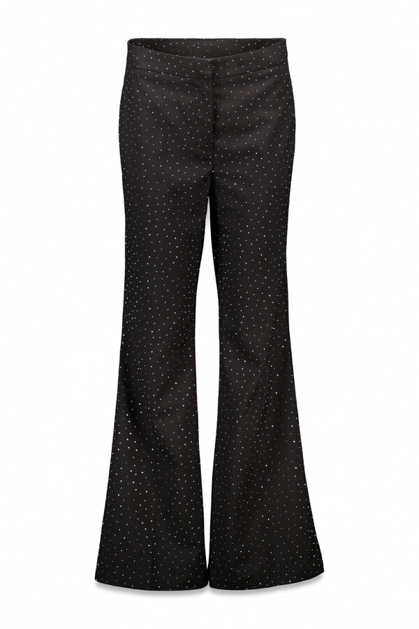 Slowlove Pantal&oacute;n campana de strass Negro