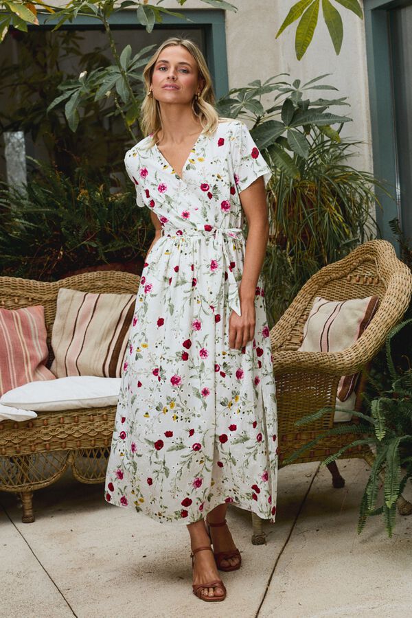 Pol&iacute;n Et Moi Vestido largo Bruna Estampado blanco