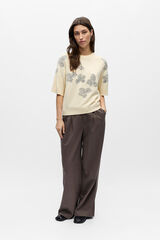 Object Jersey manga corta bordado Beige