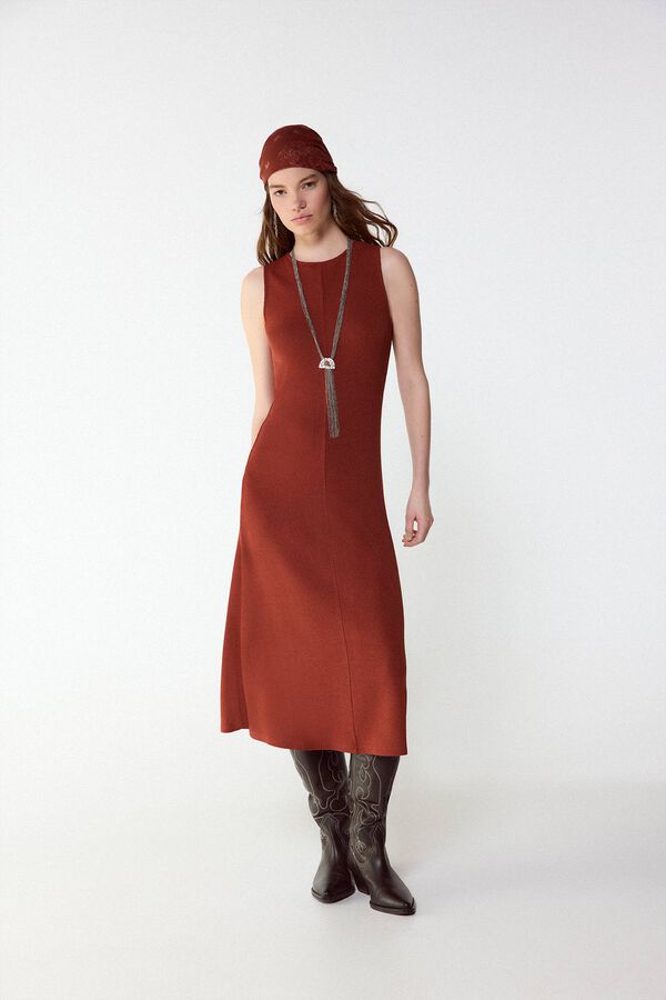 Slowlove Vestido b&aacute;sico estructura Marr&oacute;n