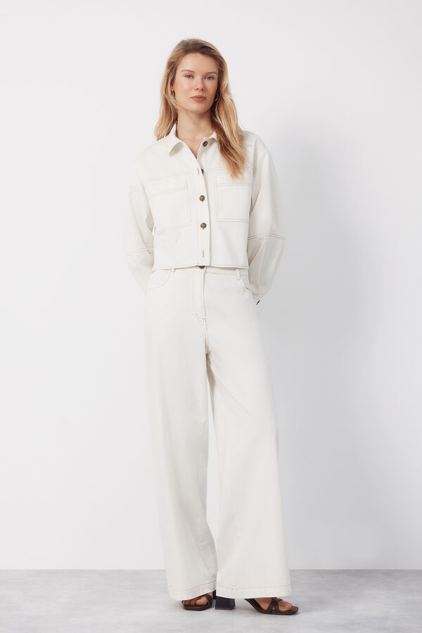 Cortefiel Jean Palazzo Soft Marfil