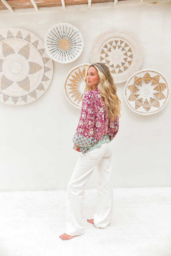 Jaase Blusa estampado floral Fucsia