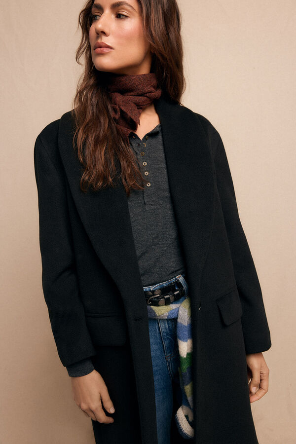 Slowlove Abrigo largo con cuello esmoquín Negro