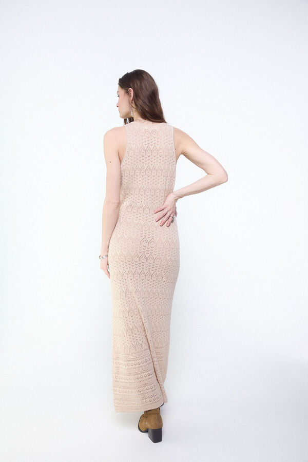 Slowlove Vestido punto calado Arena