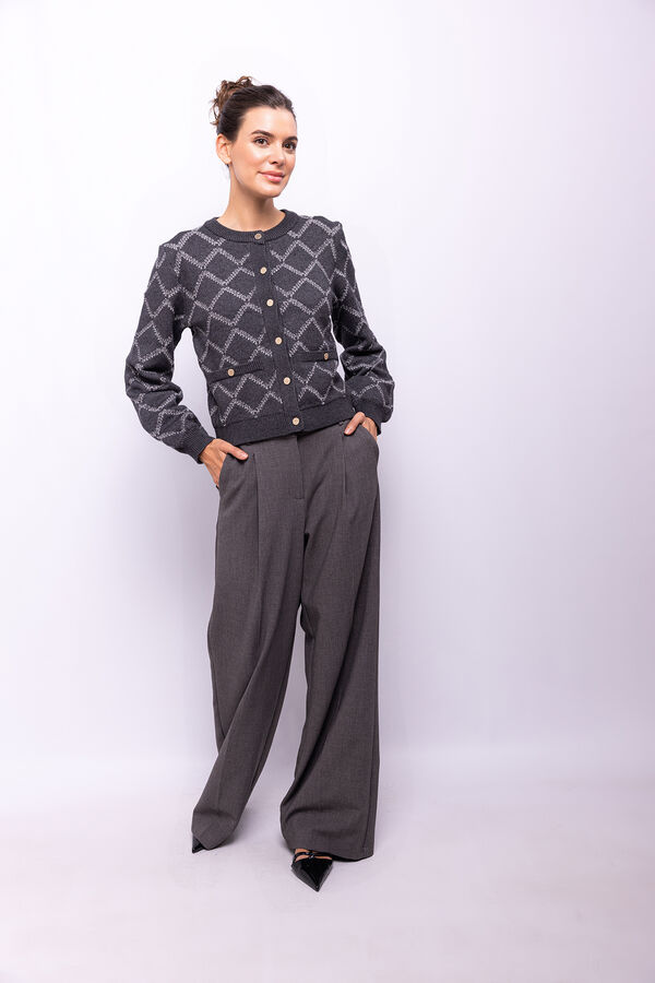 Object Cardigan punto rombos Gris oscuro