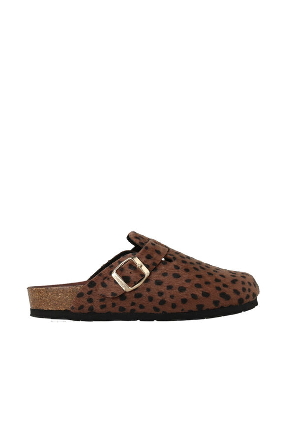 Genuins Zueco estampado cheetah Marr&oacute;n
