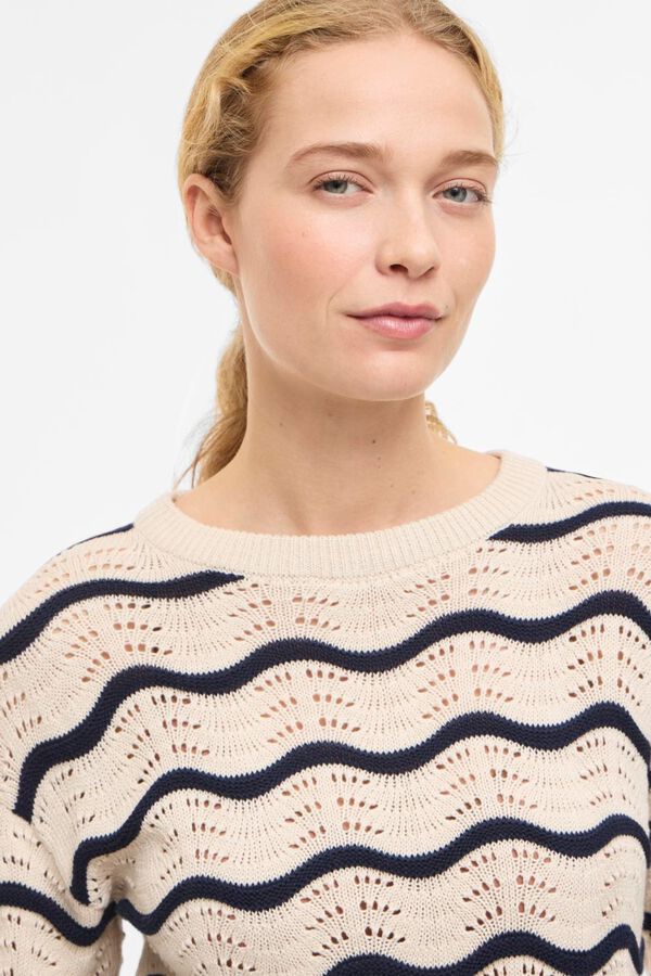 Vila Jersey punto pointelle de algod&oacute;n org&aacute;nico Estampado azul