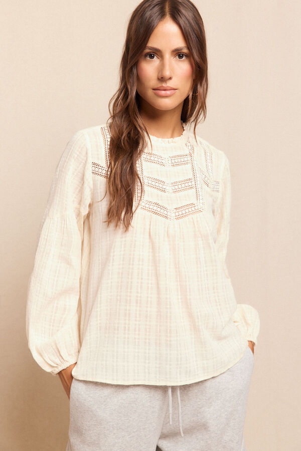 Slowlove Blusa puntillas Marfil