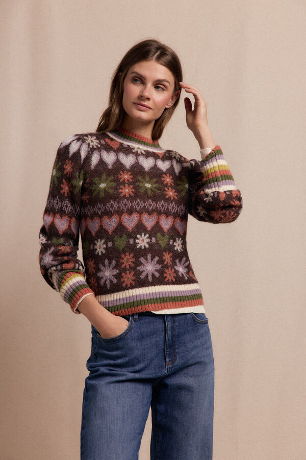 Slowlove Jersey grecas Estampado marr&oacute;n