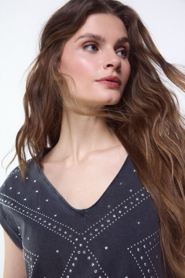 Slowlove Camiseta tachas Gris