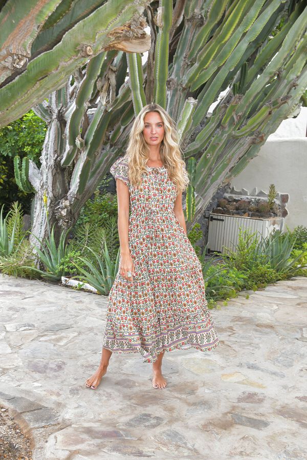 Jaase Vestido con lazada Estampado beige