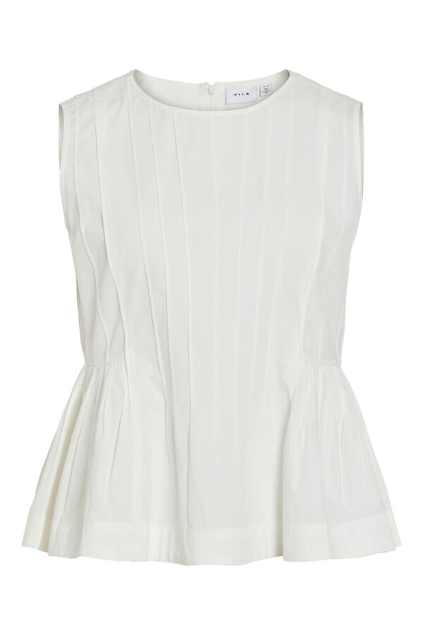Vila Top sin mangas de algod&oacute;n org&aacute;nico con peplum Blanco