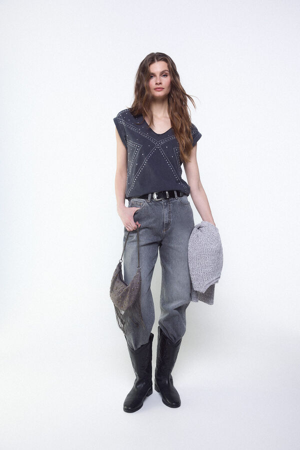 Slowlove Camiseta tachas Gris