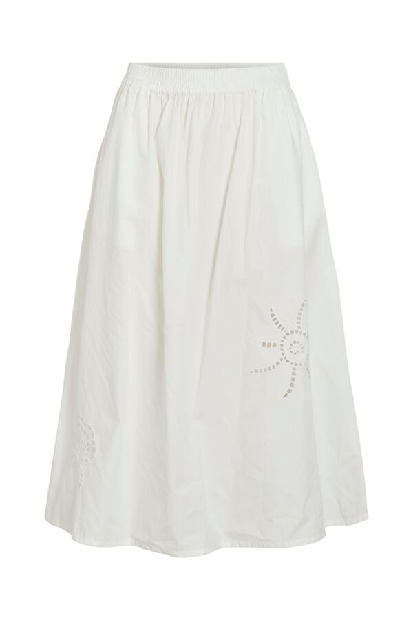 Vila Falda midi con bordados calados de algod&oacute;n org&aacute;nico Blanco