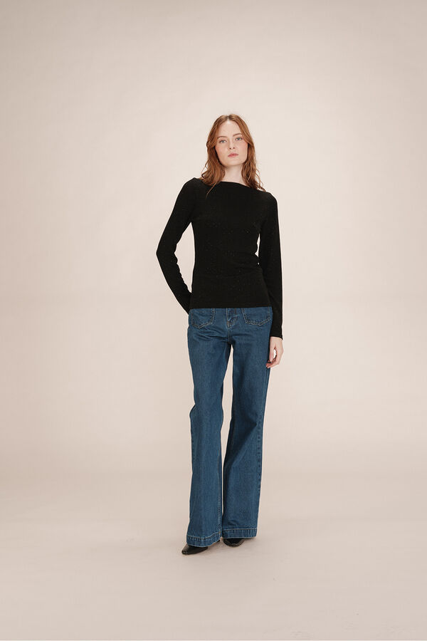 Grace & Mila Top pegado lúrex Negro