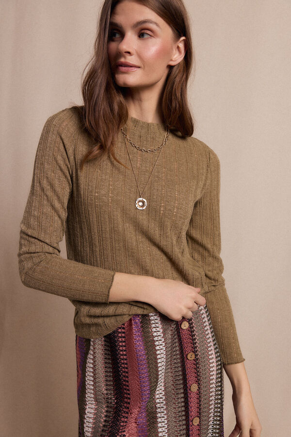 Slowlove Top punto estructura Kaki