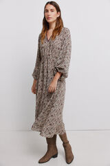 Vila Vestido midi estampado cachemir Estampado beige