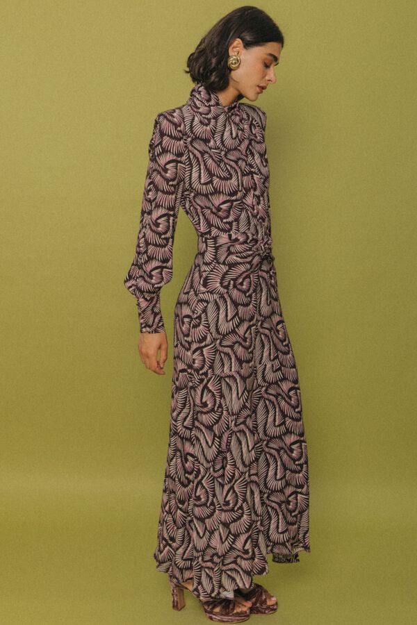 Cherubina Vestido midi Fog Estampado beige