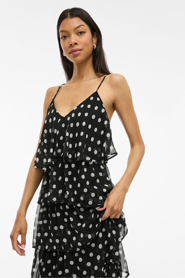 Vila Vestido de gasa con lunares Negro