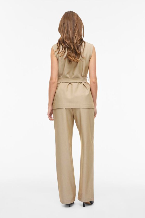 Vila Pantal&oacute;n de vestir largo con viscosa Beige