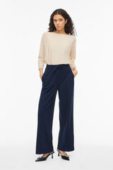 Vila Jersey fino cuello barco Beige
