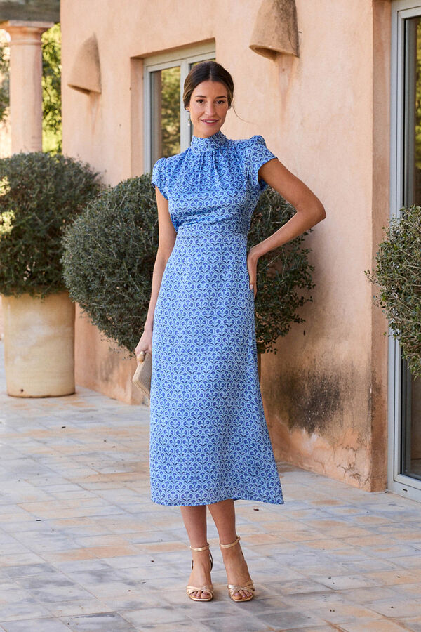 Pol&iacute;n Et Moi Vestido cuello Paola Estampado turquesa
