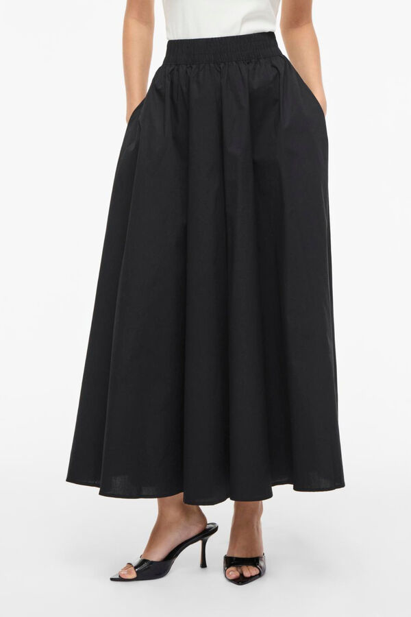 Vila Falda larga con vuelo de algod&oacute;n org&aacute;nico Negro