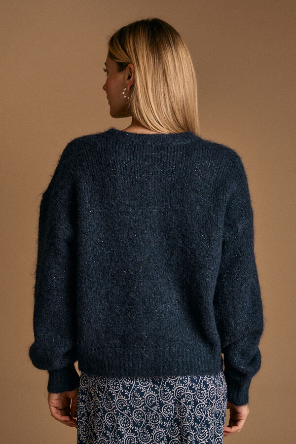 Pol&iacute;n Et Moi Jersey boton coraz&oacute;n Michelle Azul oscuro