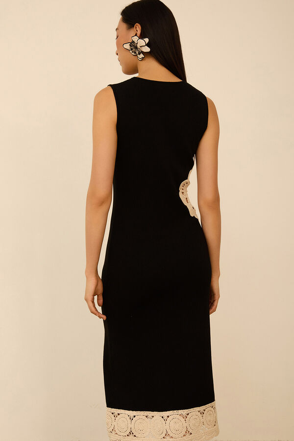 Meisie Vestido midi de punto Negro