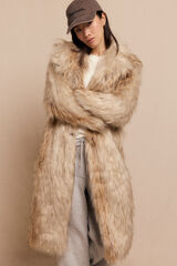 Slowlove Abrigo largo efecto pelo Beige