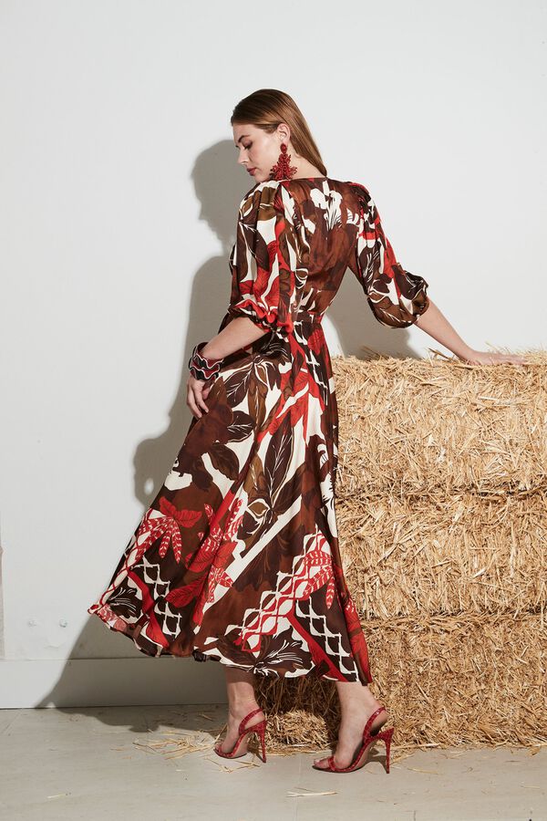 Panambi Vestido Miriam Estampado marr&oacute;n